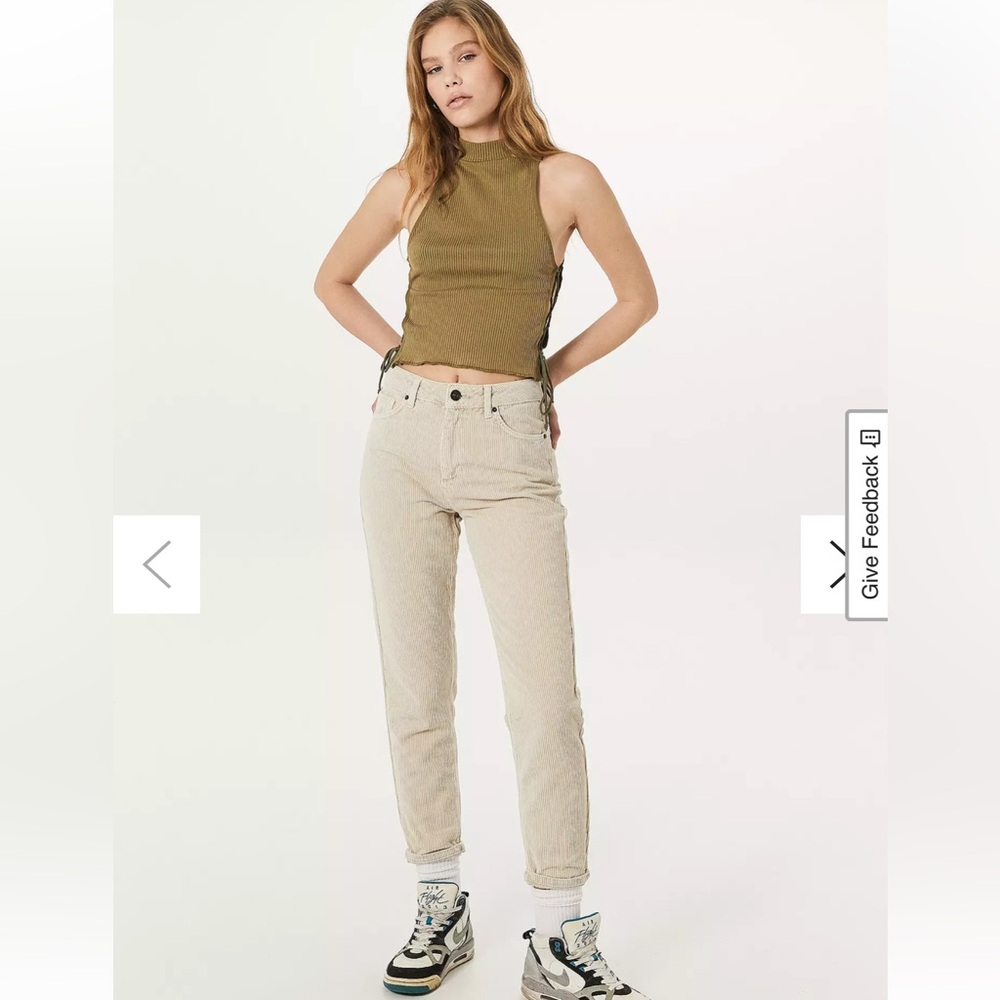 Urban Outfitters Cream Corduroy Mom Jeans